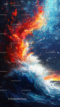 Abstract Colorful Splash of Paint with Dynamic Energy