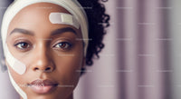 Close-up of a Woman Receiving Facial Skin Care Treatment with Patches