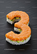S-shaped sushi roll with fresh salmon and avocado