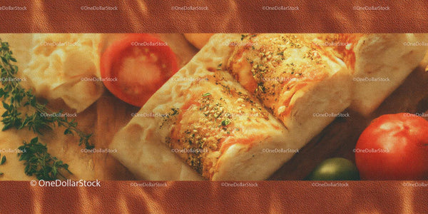Garlic Herb Pizza Bread Serving with Tomato and Fresh Herbs
