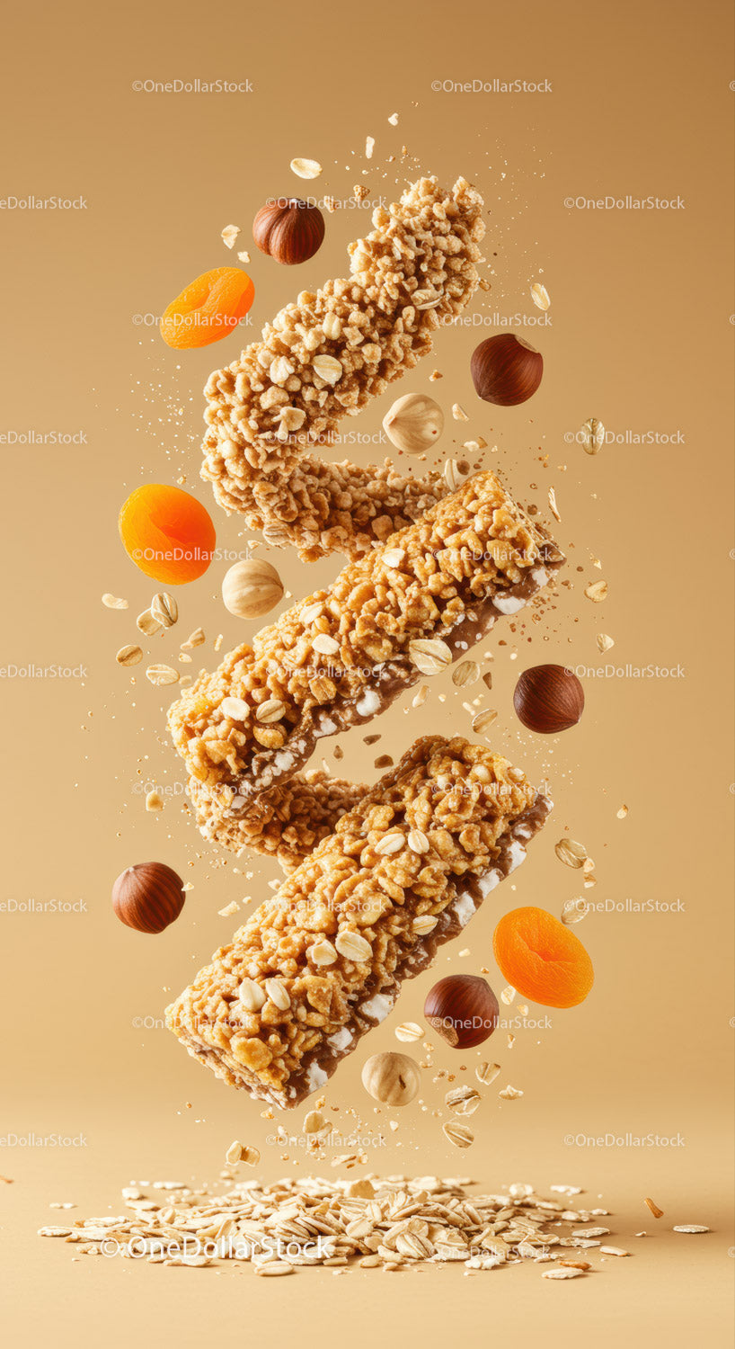 Nutty granola bars with dried apricots and oats