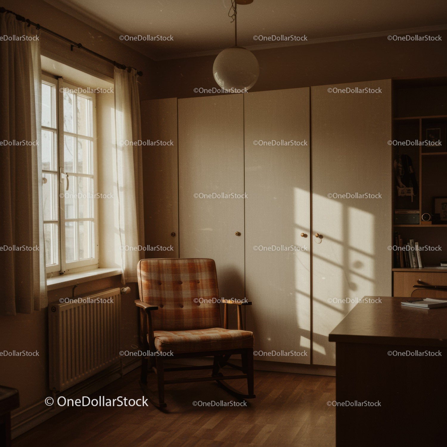 Cozy Room with Sunlit Wardrobe and Comfortable Armchair