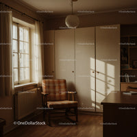 Cozy Room with Sunlit Wardrobe and Comfortable Armchair