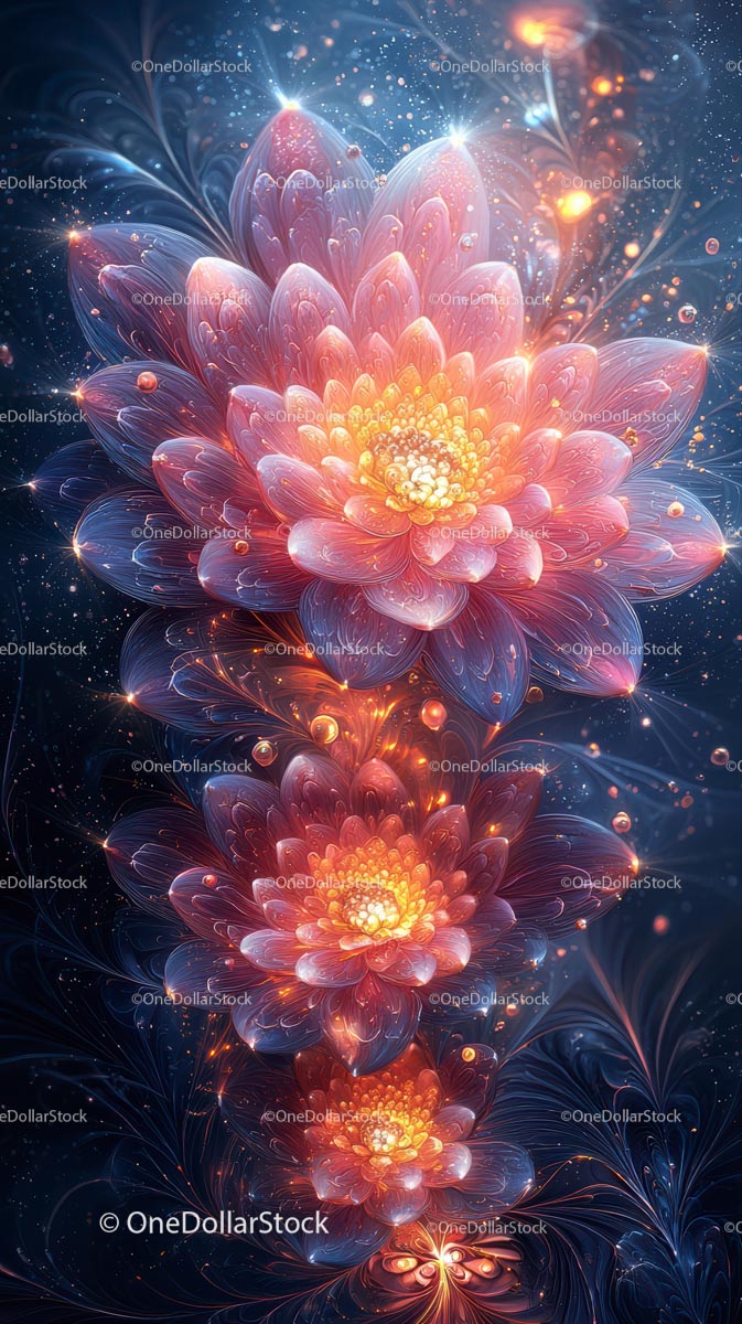 Vivid Glowing Flower in a Surreal Cosmic Background