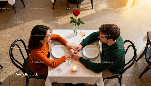 Couple Sharing Intimate Moment Over Romantic Dinner