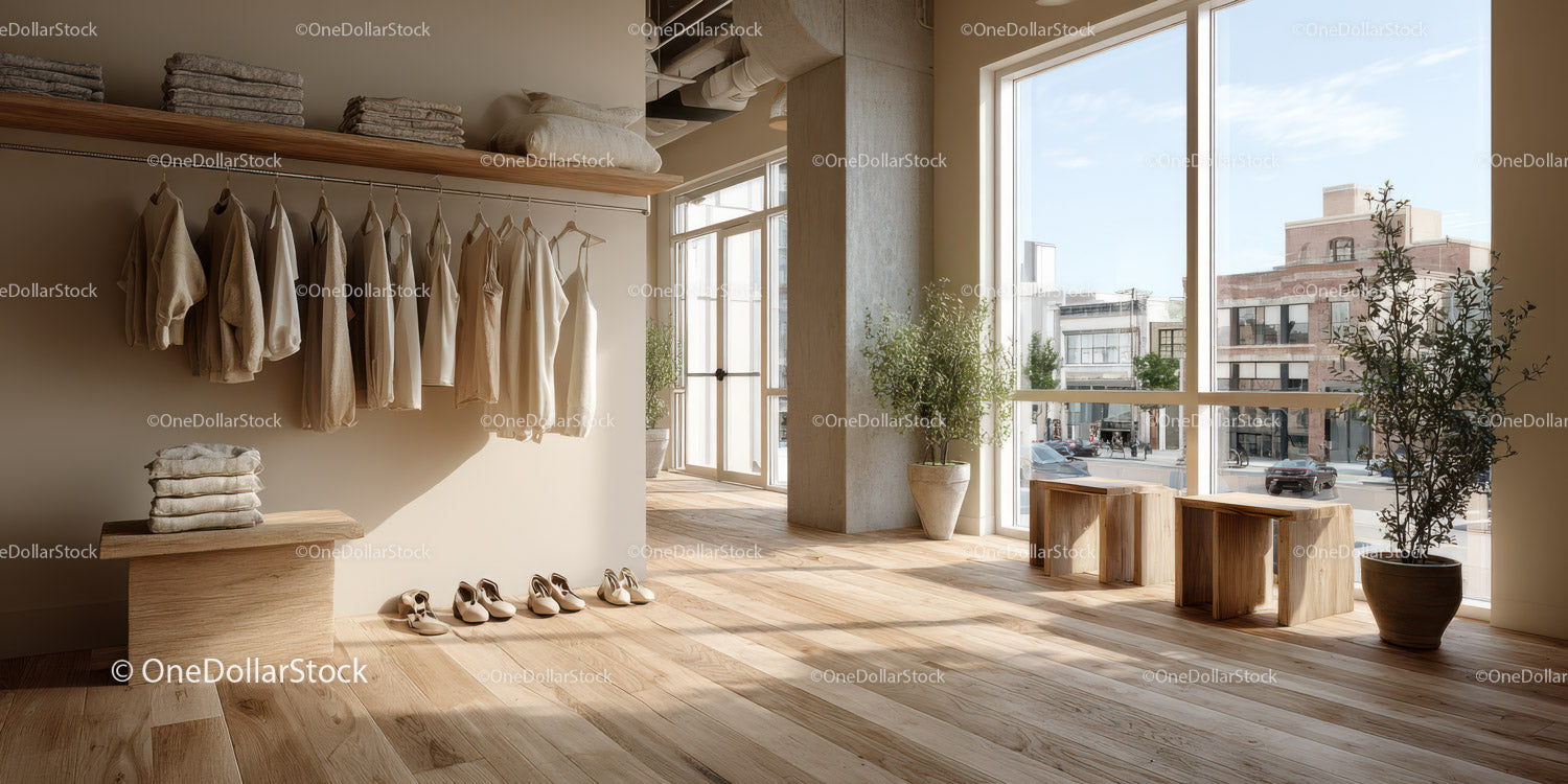 Stylish Boutique with Natural Light and Wooden Decor