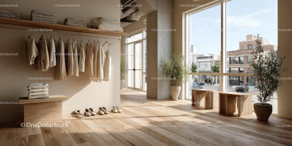 Stylish Boutique with Natural Light and Wooden Decor