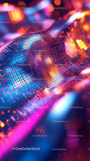 Futuristic Neon Digital Grid Abstract Background