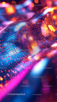 Futuristic Neon Digital Grid Abstract Background