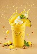 Refreshing Pineapple Smoothie Splash with Whipped Cream