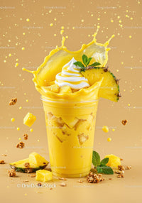 Refreshing Pineapple Smoothie Splash with Whipped Cream