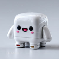 Cute White Robot Toy with Pink and Black Facial Features