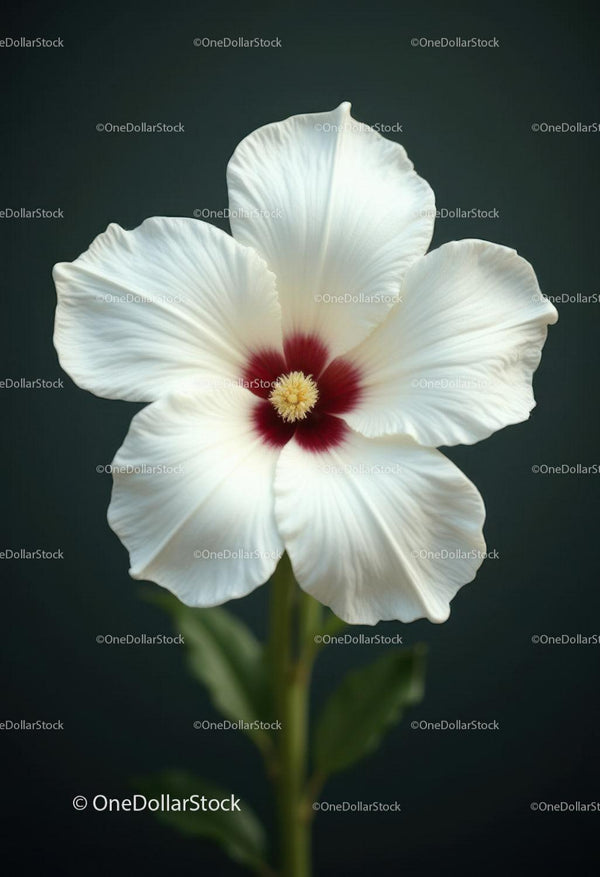 Elegancki biały hibiskus z czerwonymi plamkami w centrum