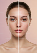Women’s Face with Clear and Acne-Prone Skin Side by Side Showing Skin Transformation