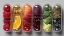 Variety of Fresh Fruits, Berries, Vegetables, and Supplements for Health