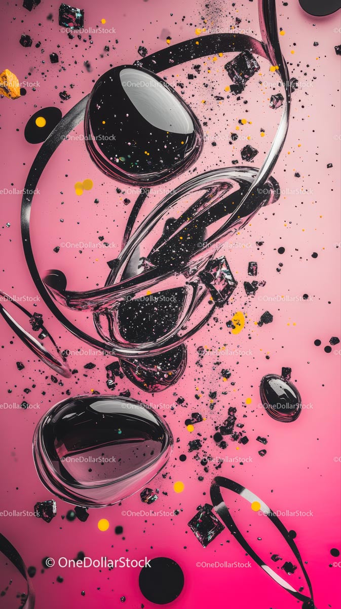 Elegant Black Wine in Diamond-Shaped Glasses on Vibrant Pink Background