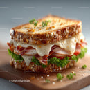 Fresh Gourmet Sandwich with Bacon and Vegetables for a Hearty Meal