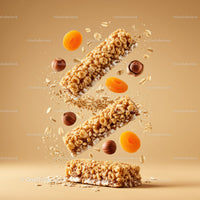 Crunchy granola bars with dried apricots and hazelnuts