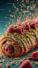 Raspberry and Pistachio Dessert Roll with Fresh Berries