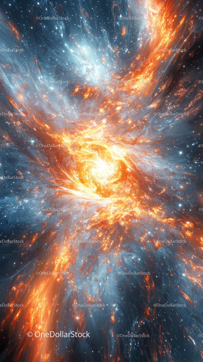 Vivid Cosmic Nebula with Bright Stars and Interstellar Clouds