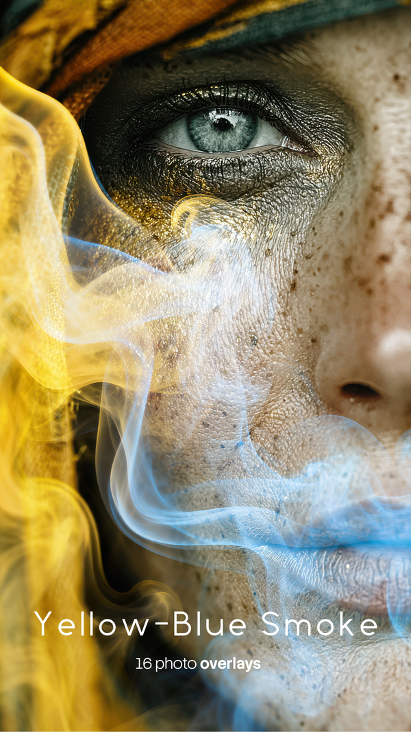 Yellow-Blue Smoke Overlays (16 JPG files)