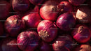Close-up of Vibrant Red Onions with Water Droplets for Food Photography