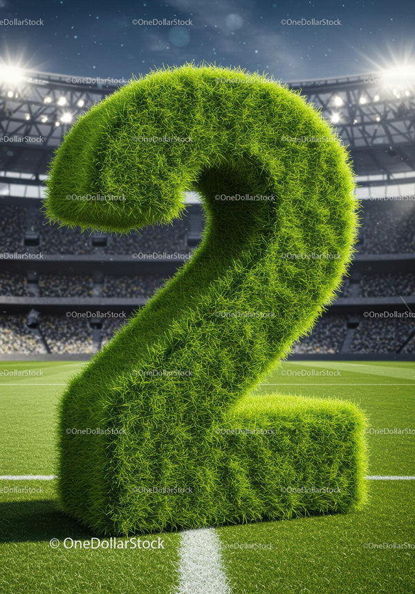 Green Grass Number Two on Football Stadium Field