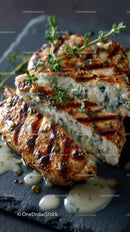 Artisan Blue Cheese Wheel on Dark Rustic Surface in Gourmet Food Setting