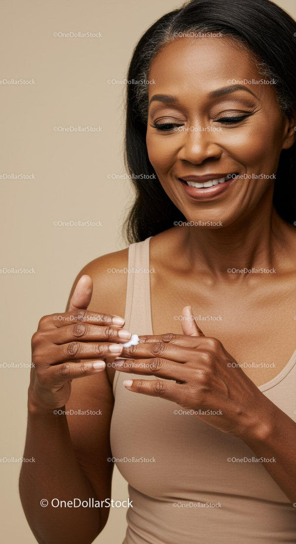 Mature Woman Applying Moisturizer for Healthy Glowing Skin