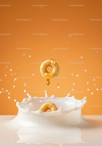 Cereal Ring Dropping Into Splashing Milk