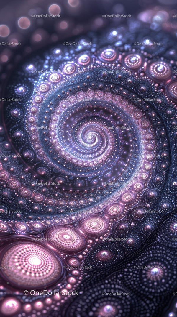 Futurystyczny Spiralny Wzór z Świecącymi Kulami i Neonowymi Światłami