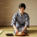 Woman Preparing Traditional Rice Ball in Japanese Room