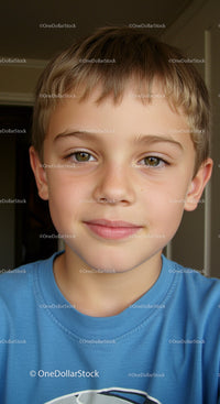 Young boy with bright eyes and gentle smile