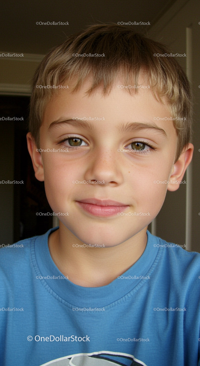 Young boy with bright eyes and gentle smile