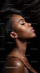 Profile of serene woman with flawless glowing skin
