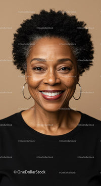 Confident African American Woman Smiling Portrait with Natural Hair