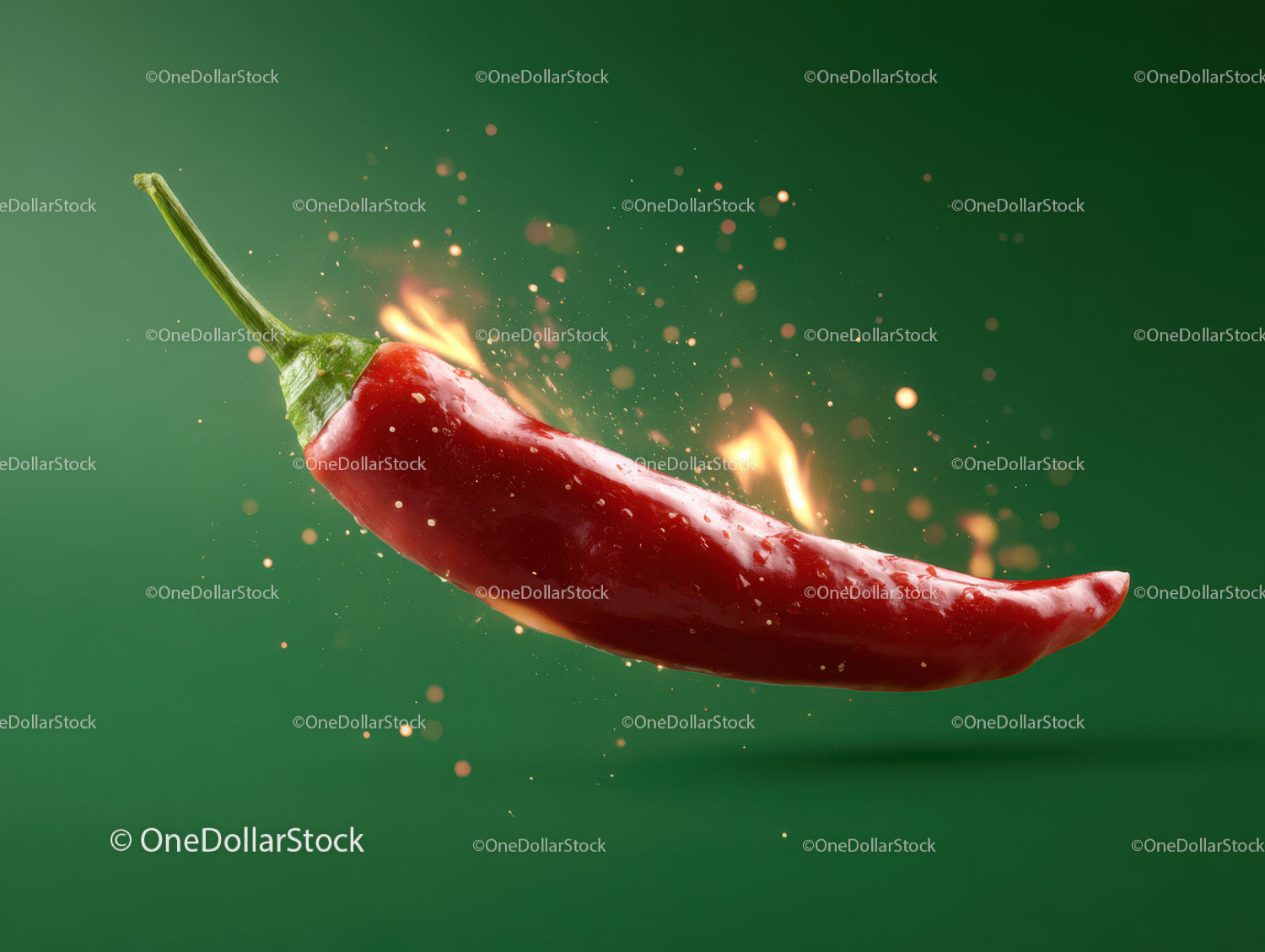 Red Chili Pepper with Fire Effect and Motion Splash