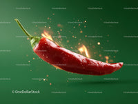 Red Chili Pepper with Fire Effect and Motion Splash
