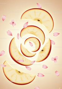 Spiral Arrangement of Apple Slices with Pink Petals