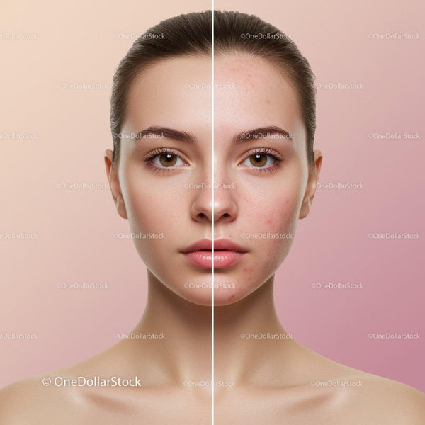 Young Woman With Clear Skin Showing Acne Treatment Progress