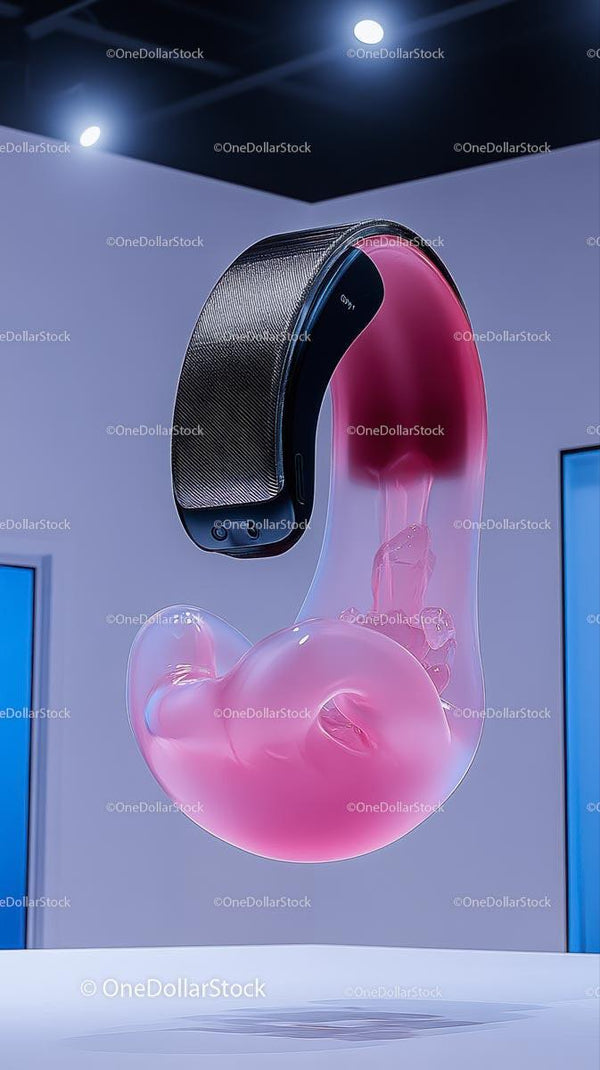 Futurystyczne Zaawansowane Technologicznie Inteligentne Urządzenie Wearable na Cyfrowym Ekranie