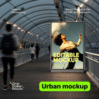Advertisement panel in the tunnel Editable PSD Mockup preview