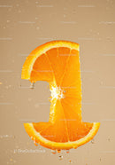 Fresh Orange Slice Shaped Like Number One