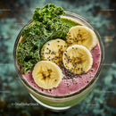 Colorful Berry and Banana Smoothie with Kale and Seeds