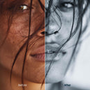 Before and after BW Portraits Blue Lightroom preset edit