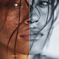 Before and after BW Portraits Blue Lightroom preset edit