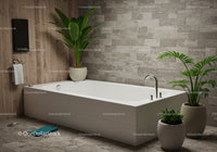 Luxurious Modern Bathroom with Green Plants and Natural Decor