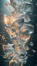 Frozen Ice Cubes Falling with Sparkling Effect