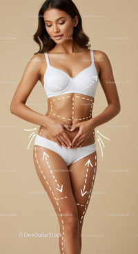 Elegant Young Woman in White Lingerie with Body Contouring Marks