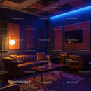 Cozy vintage living room with warm ambient lighting